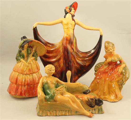 Four Wade cellulose glazed figures of Midnight, Sunshine, Pavlova and Pompadour, c.1947, 11 - 24cm